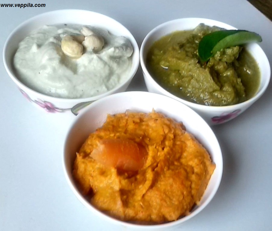 Tri coloured Chutneys