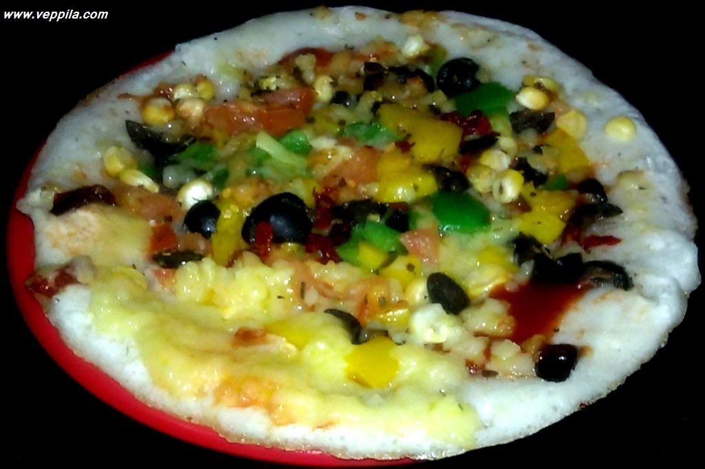 " Cheezy Dosa with Pizza toppings