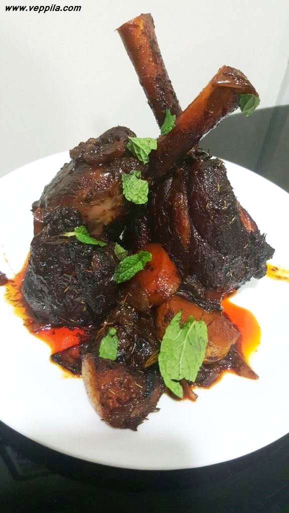 Baked Mutton Shanks in Red wine