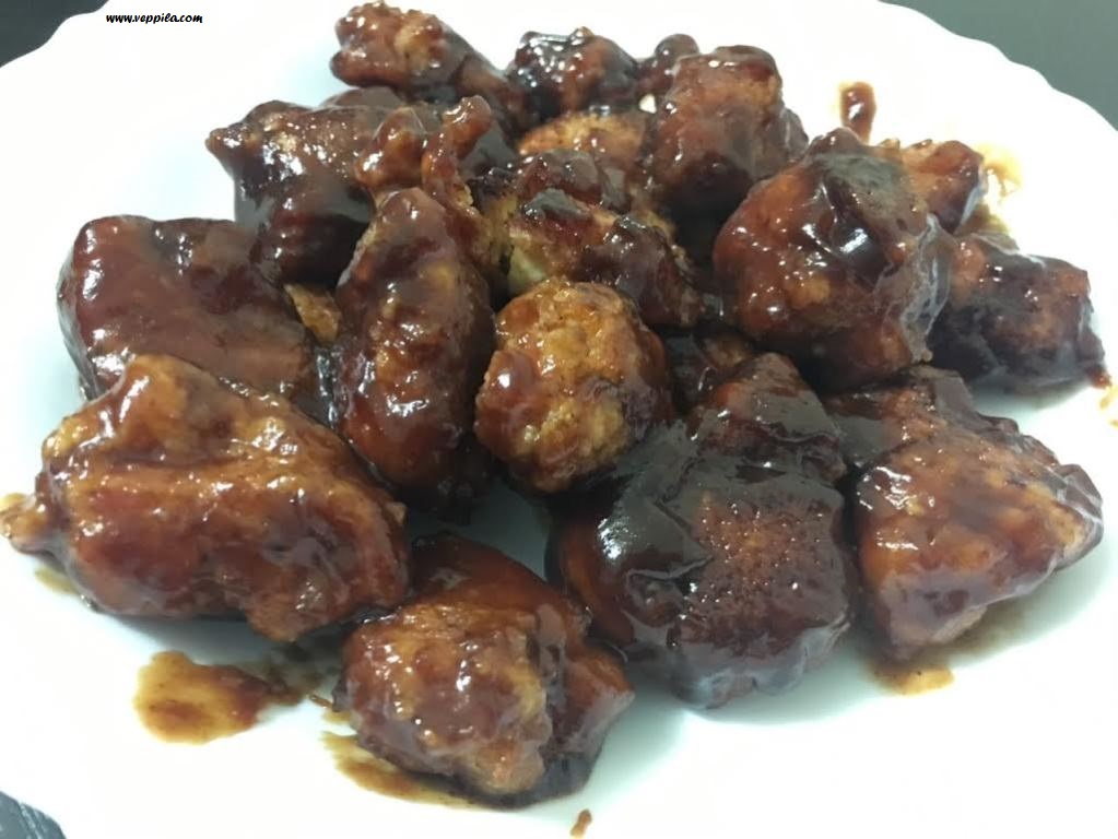Chicken Poppers in BBQ sauce