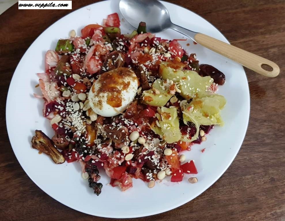 Nutty fruity veg salad